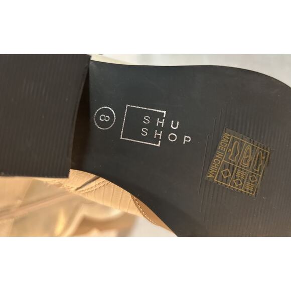 NIB Shu Shop ZIZI Western Motif Cowgirl Gold Chunky Heel Boots -8 - Picture 9 of 11